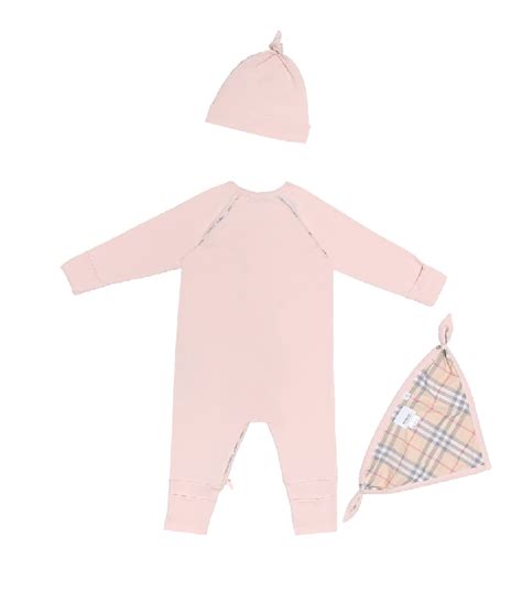 pink polka dot burberry baby onesie with hat|burberry baby shirts.